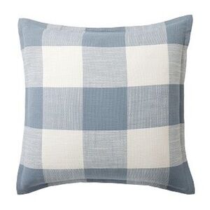 Pottery Barn Blue and Cream Checkered Pillow Shams (2) NEW